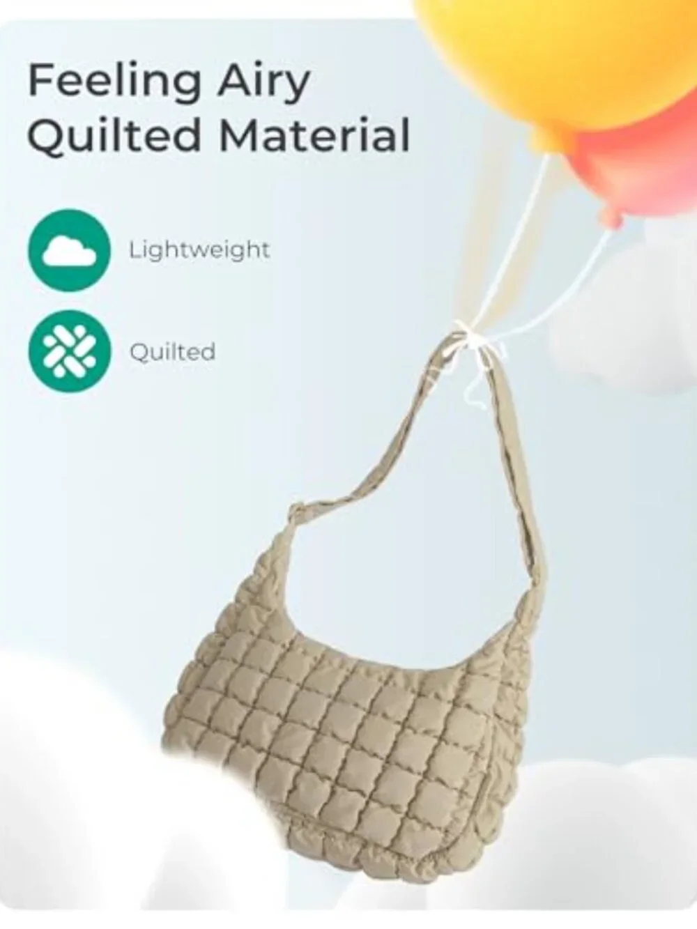 Quilted Crossbody Bag for Women Travel Hobo Shoulder Purse Fits iPad